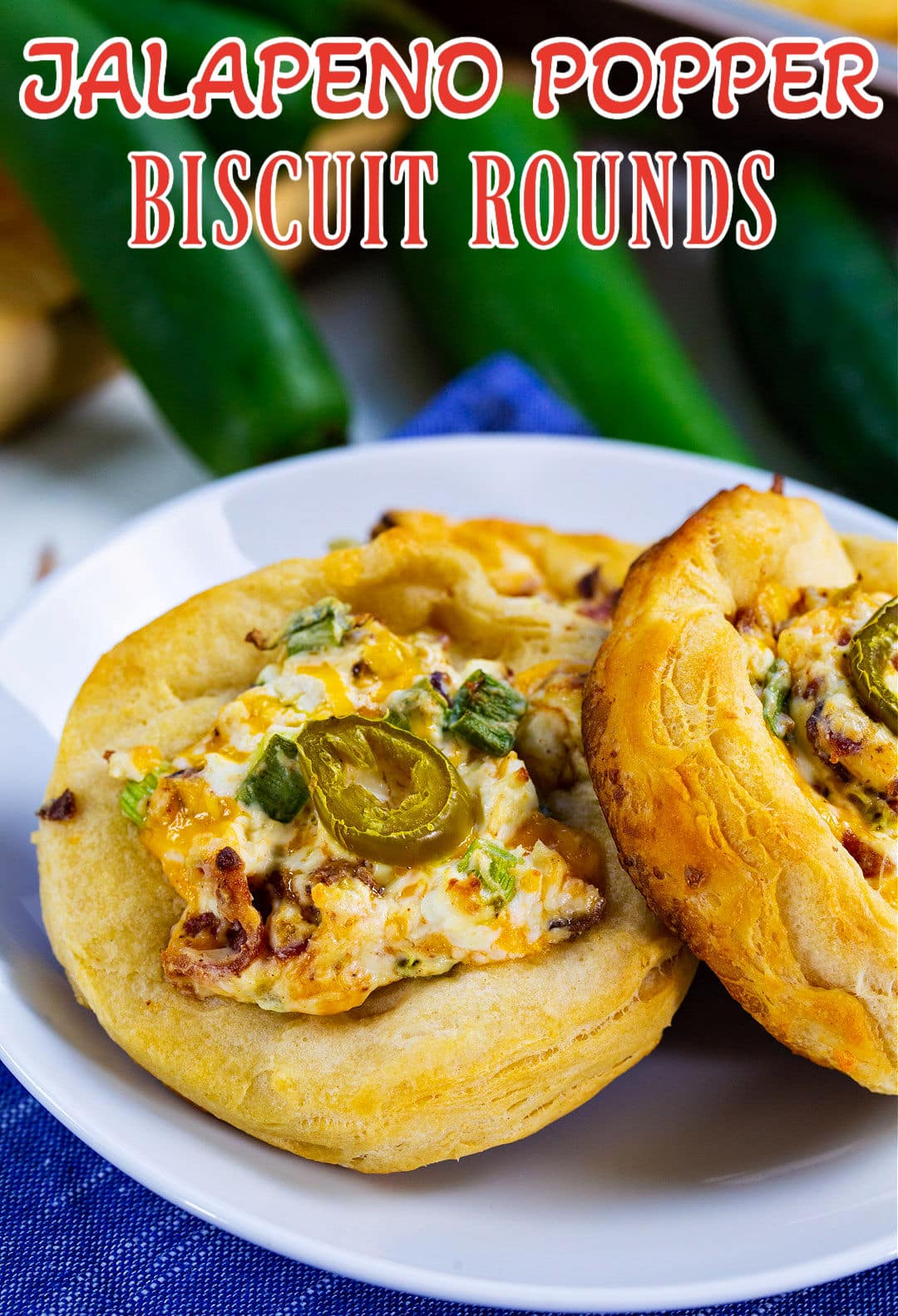 Jalapeno Popper Biscuit Rounds on a plate.