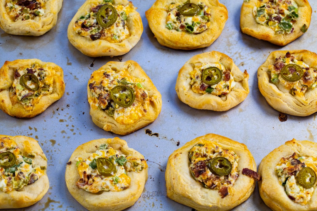 Jalapeno Popper Biscuit Rounds just after being removed from oven.