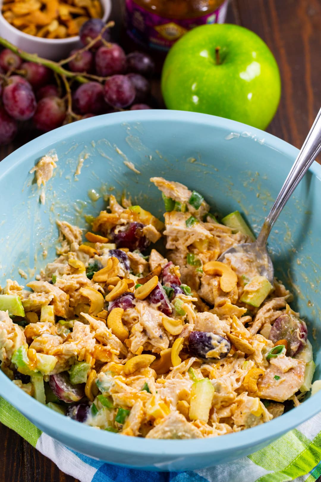 Chicken Salad in mixing bowl.