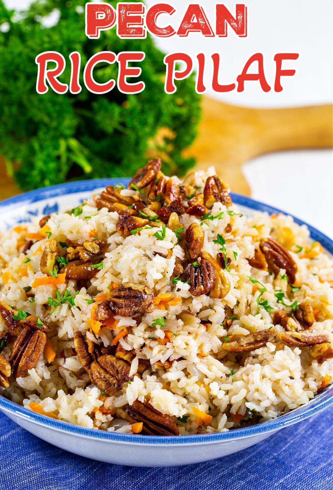 Pecan Rice Pilaf in a serving bowl.