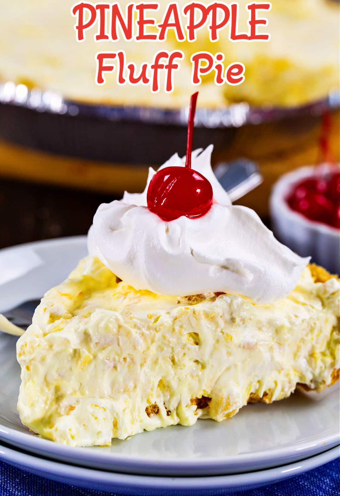 Easy Pineapple Fluff Pie slice.