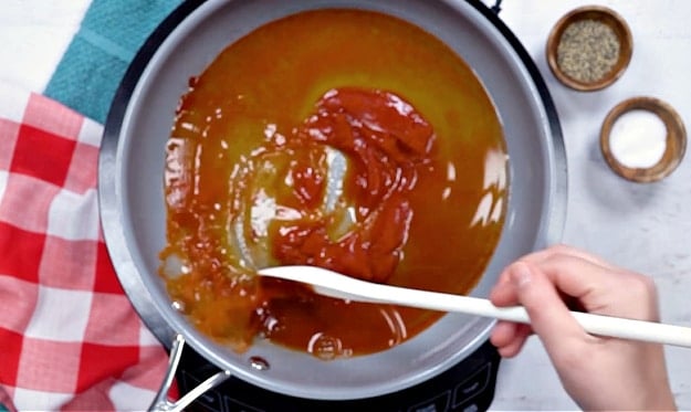 Making the sauce.