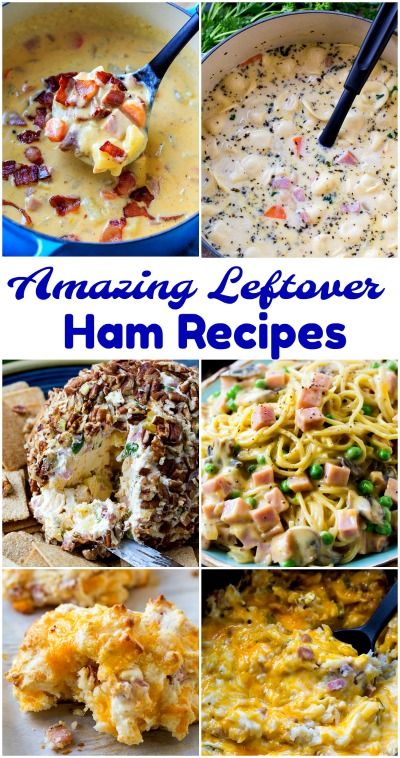 Amazing Leftover Ham Recipes collage of recipes.