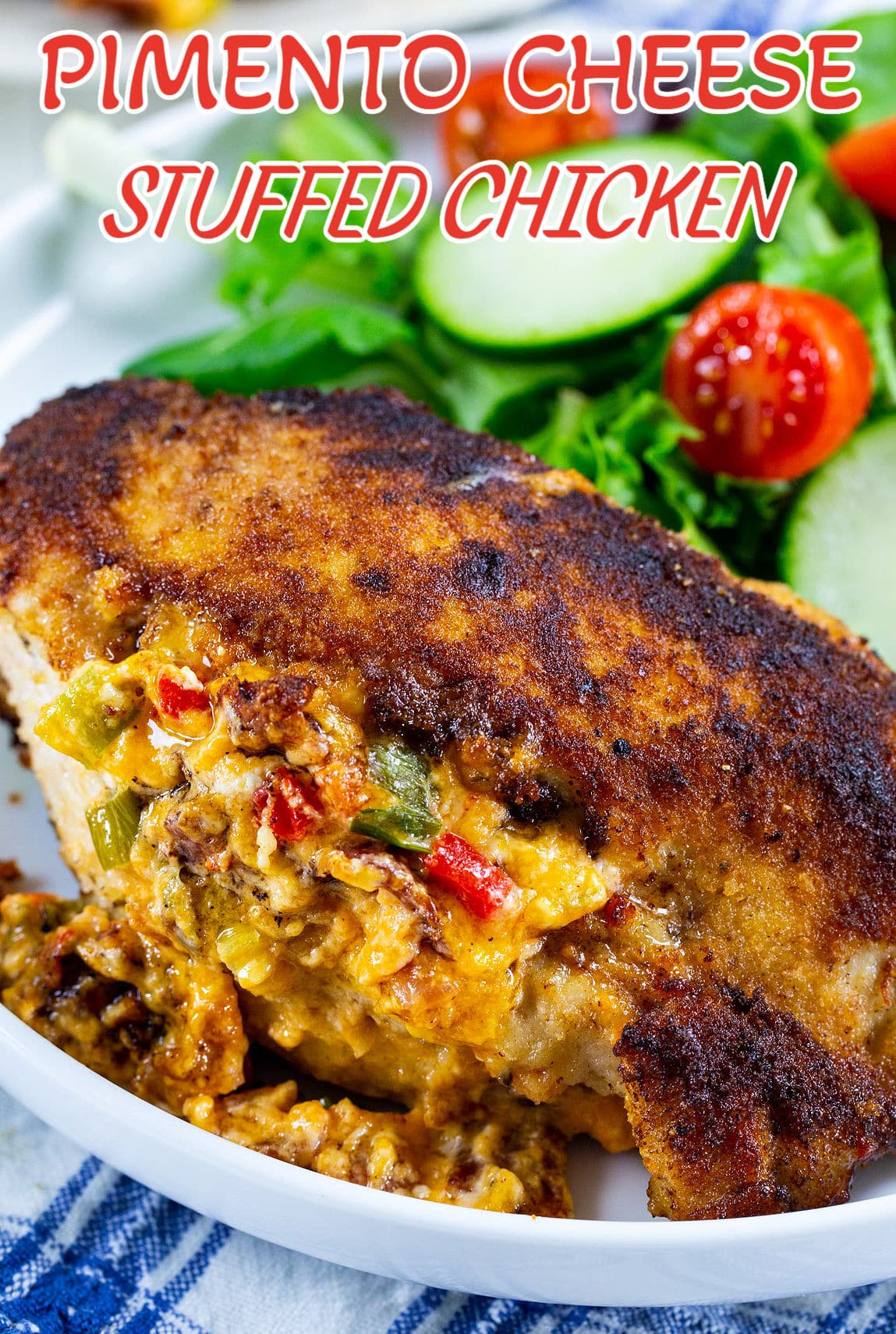 Pimento Cheese Stuffed Chicken on a plate.