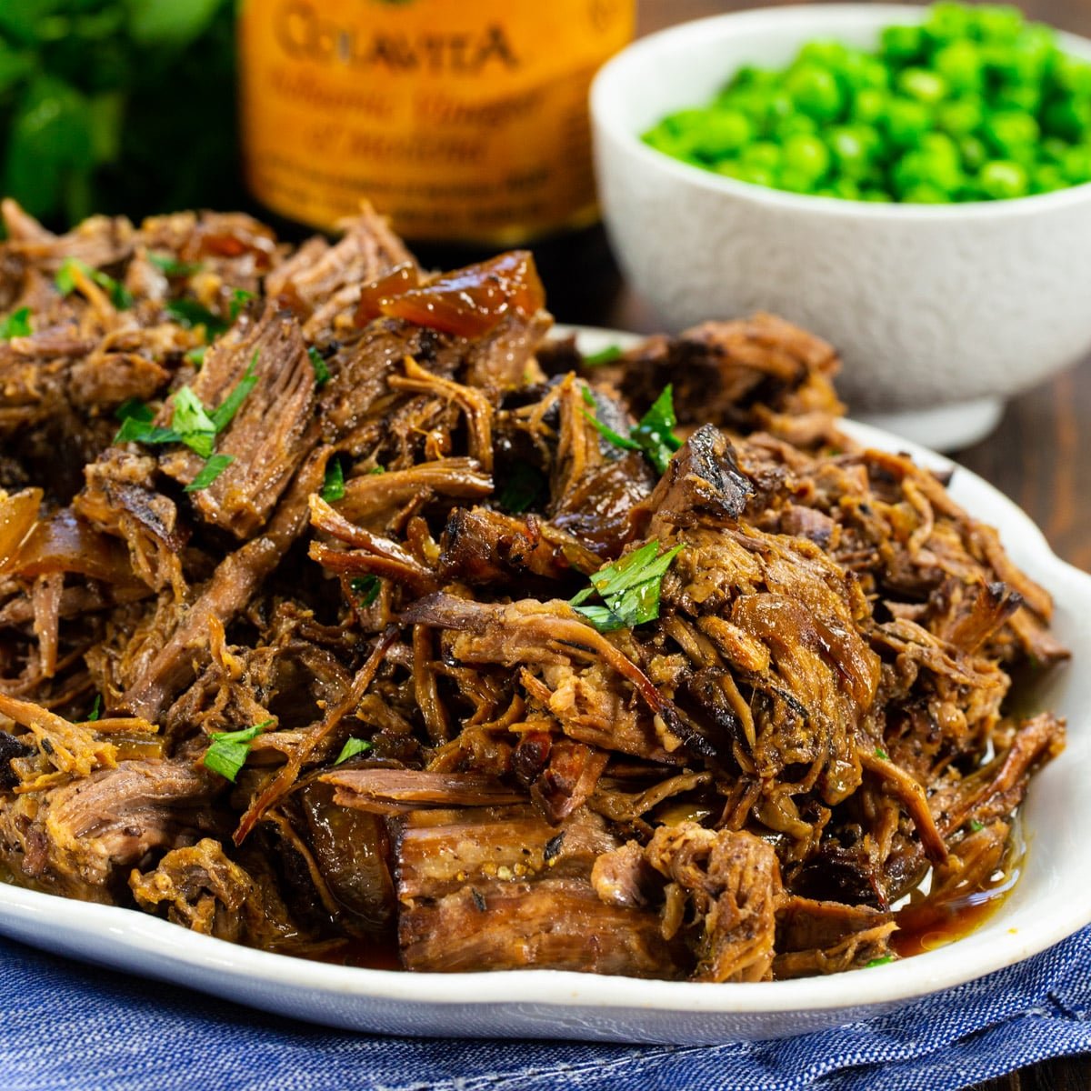 Crock Pot Balsamic Roast Beef on a serving plate.