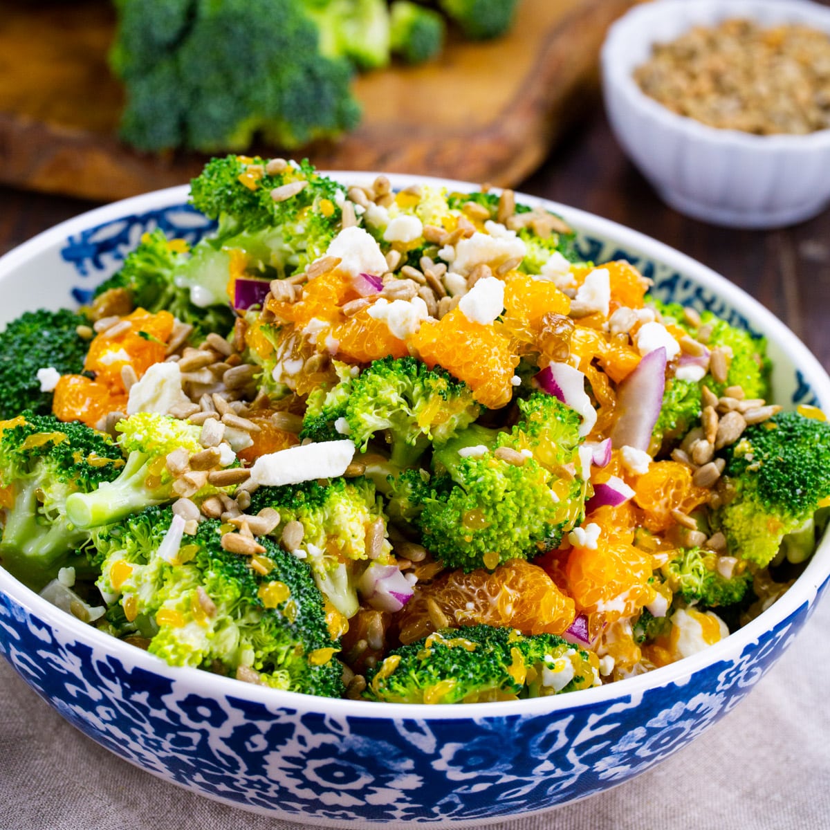 Broccoli Orange Feta Salad in a serving bowl.