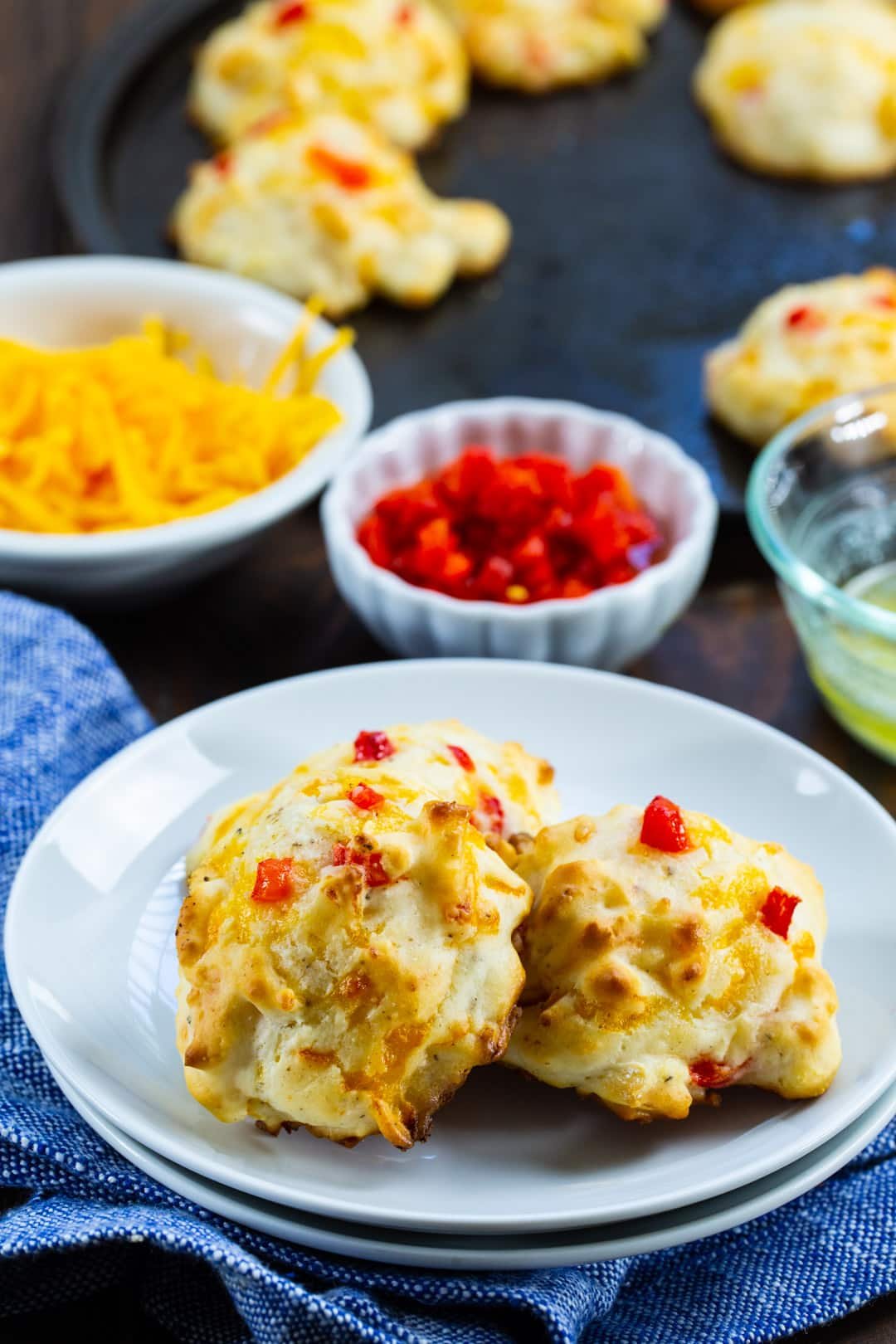 Pimento Cheese Drop Biscuits on a plate.