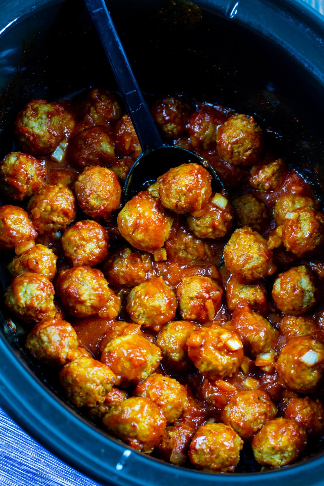 BBQ Meatballs in a slow cooker.