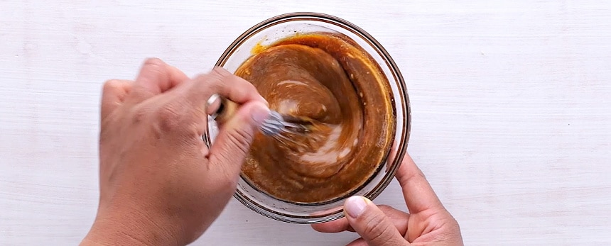 Mixing the glaze.