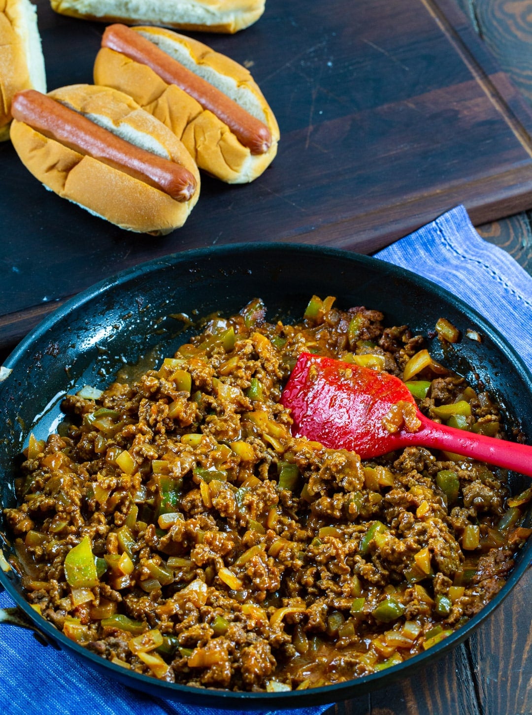 Sloppy Joe mixture in a skillet.