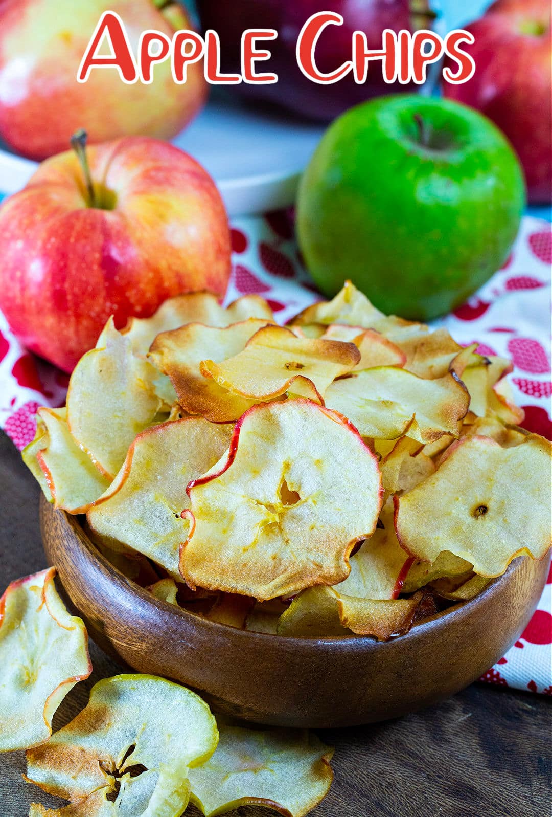 Caramelized Apple Chips in a bowl.