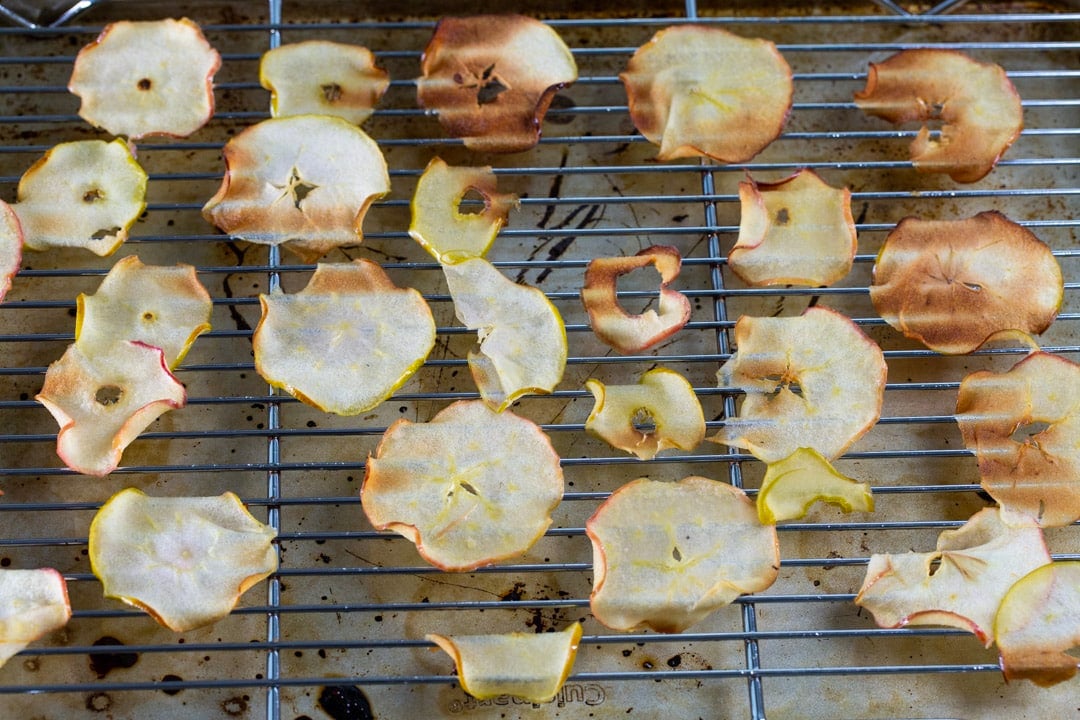 Apple slices after baking.