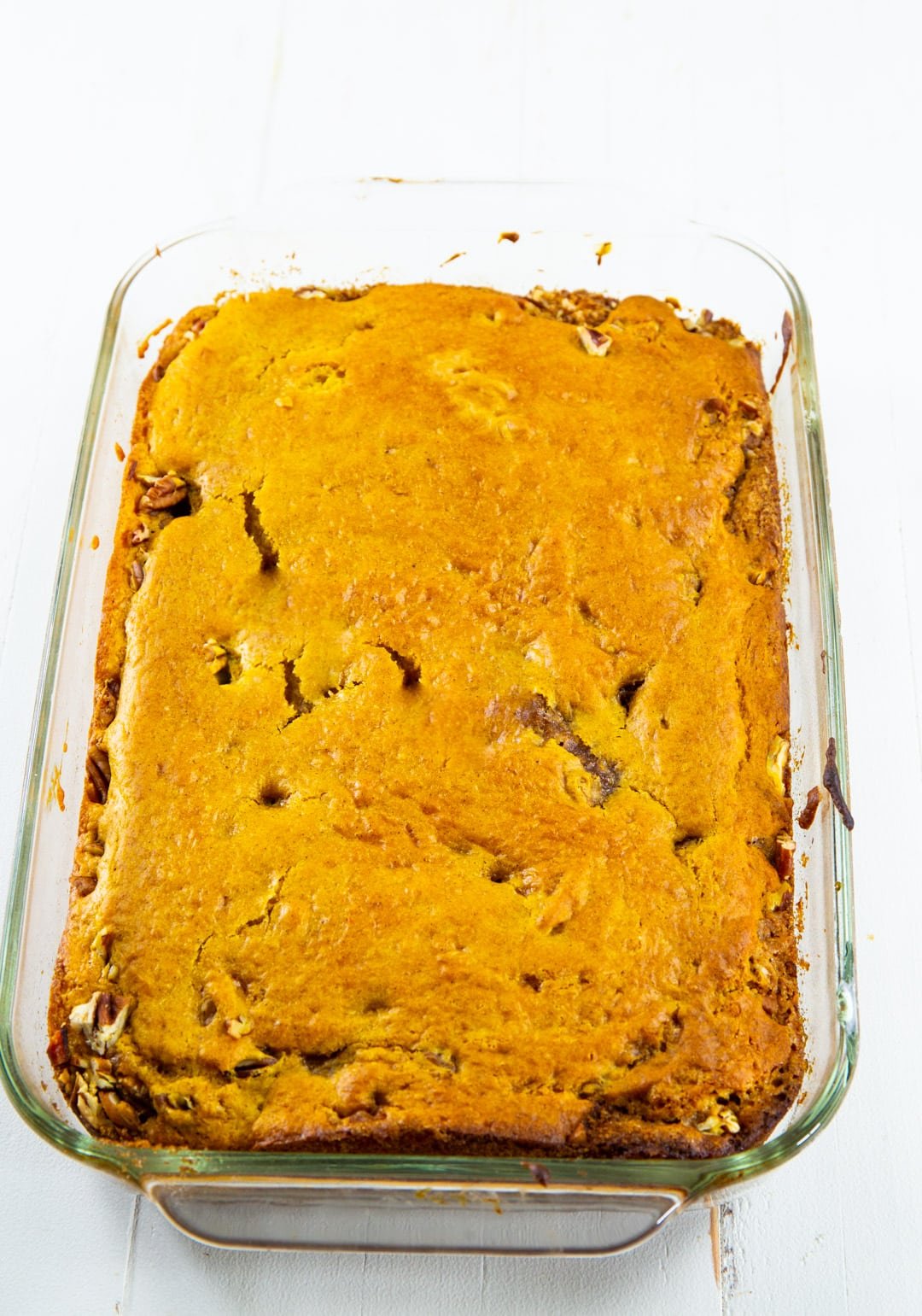 Just baked cake in a 9x13-inch pan.