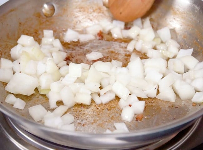 Cooking the onions.