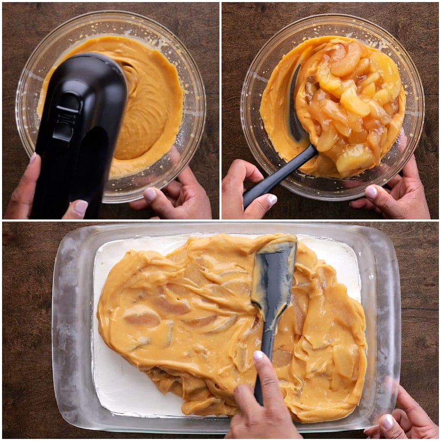 Making the butterscotch apple layer.