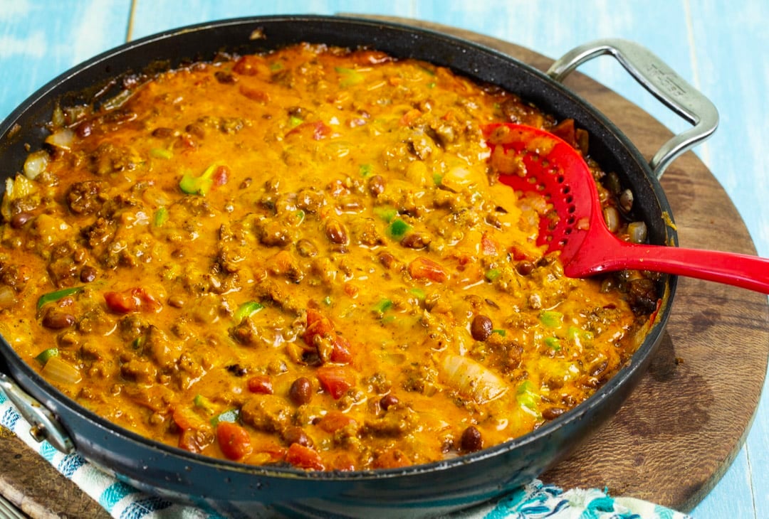 Cheese Dip in a skillet.