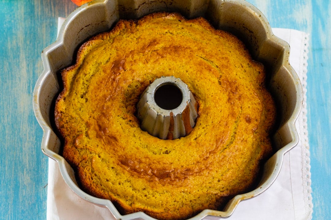Cake in a bundt pan.