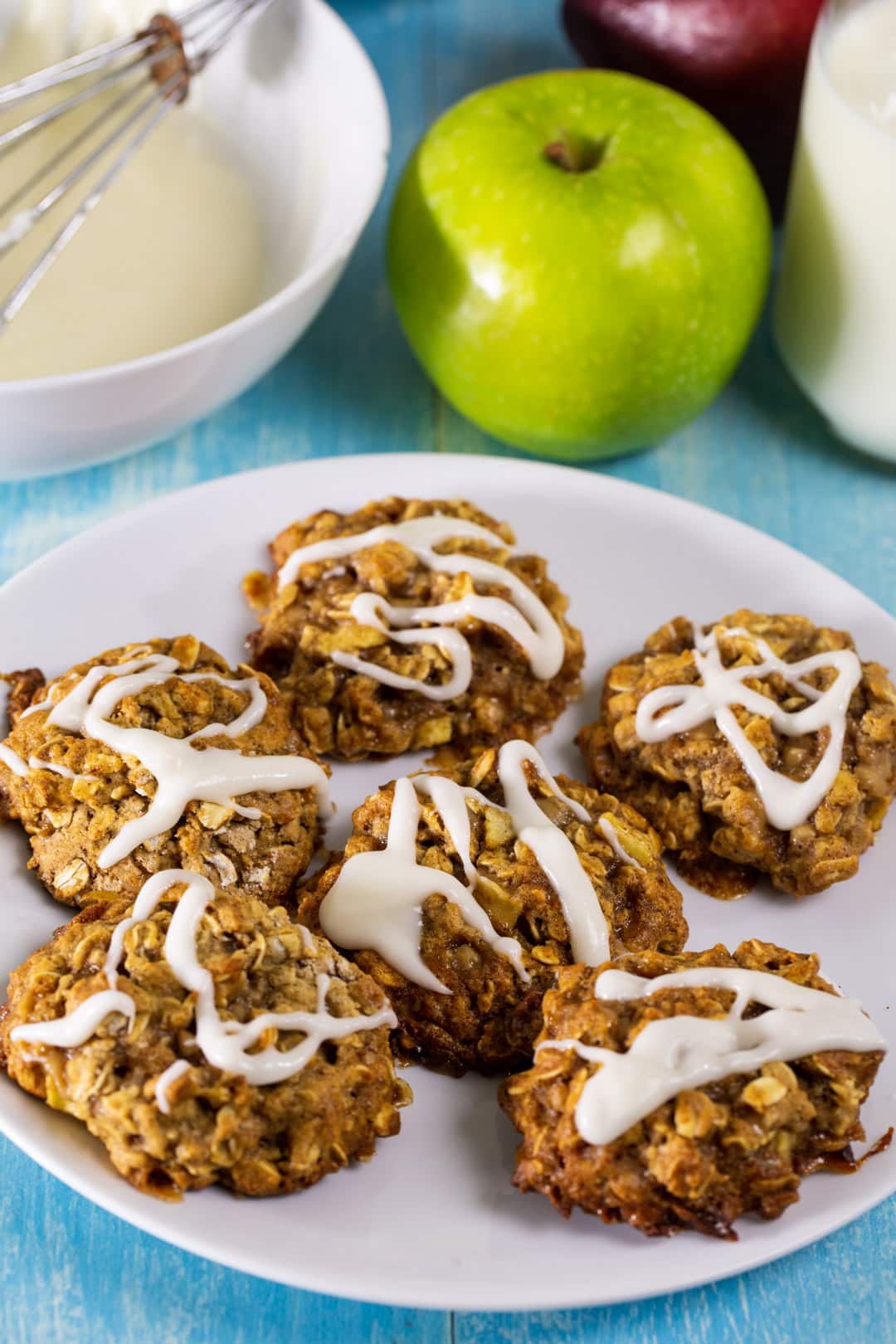Apple Toffee Oatmeal Cookies on a plate.