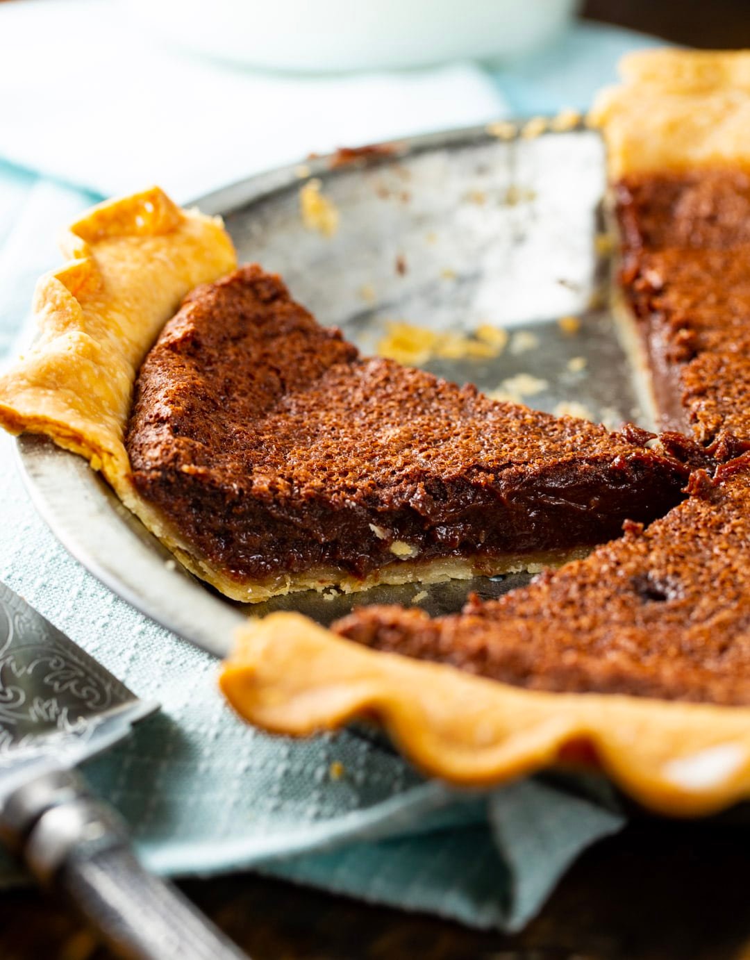 Chess Pie chopped  into slices.