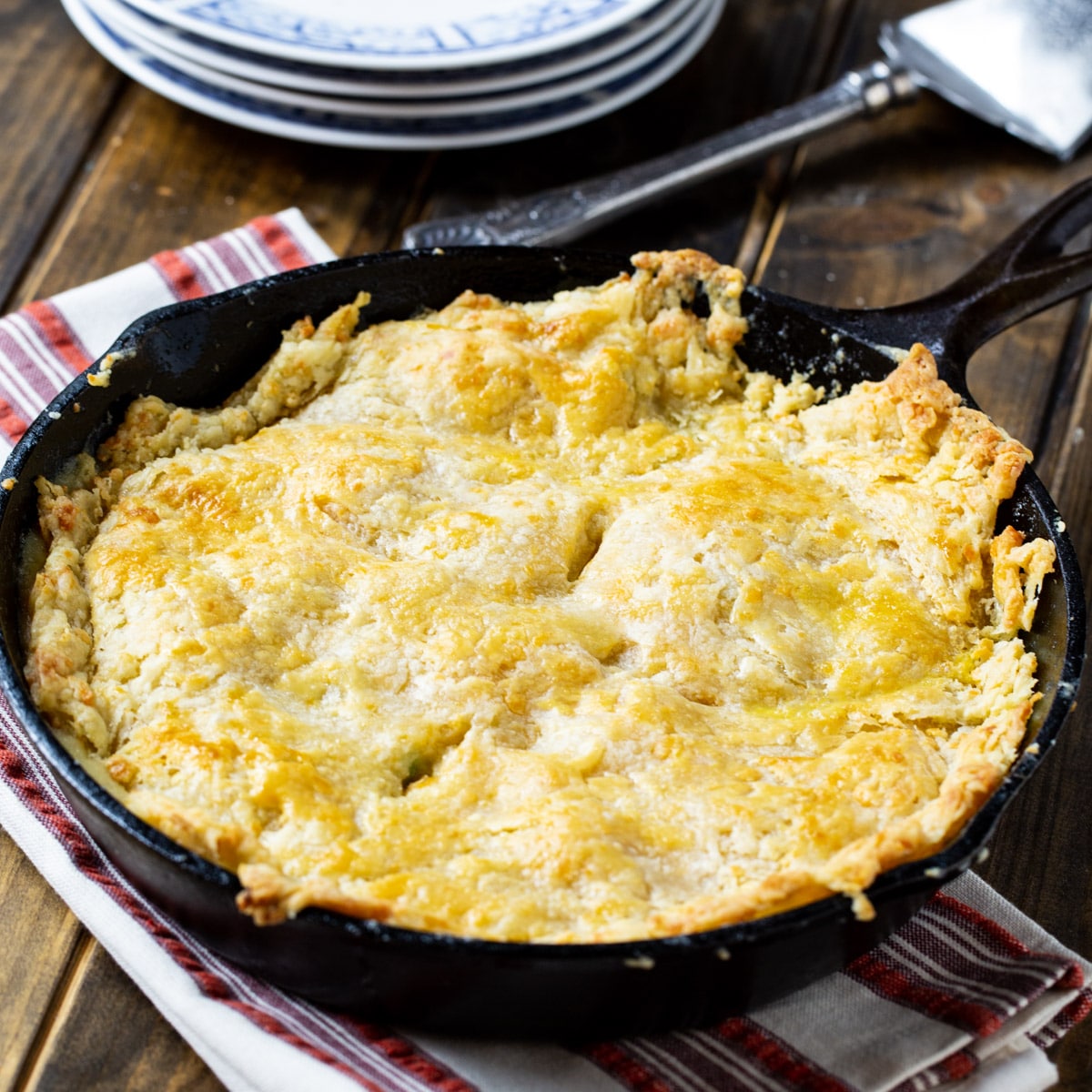 Skillet Chicken Pot Pie with Cheddar Crust