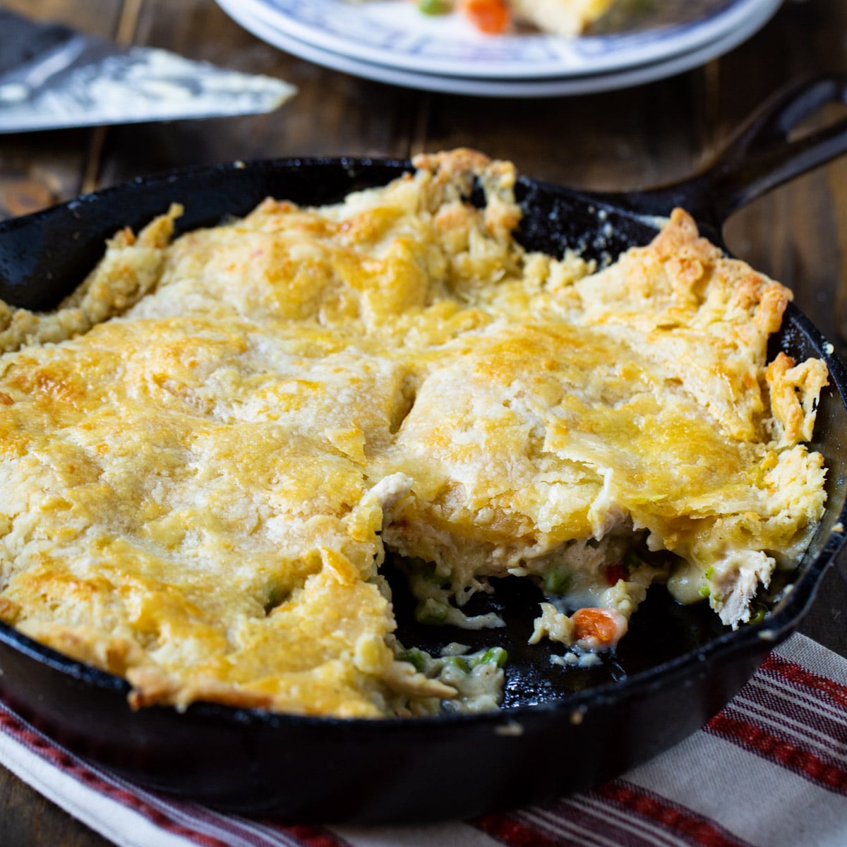 Cast Iron Chicken Pot Pie (Pie Crust Recipe)