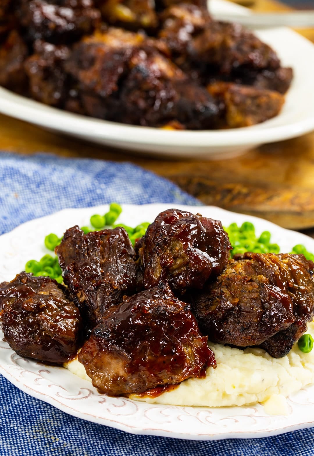 BBQ Pot Roast served over mashed potatoes.