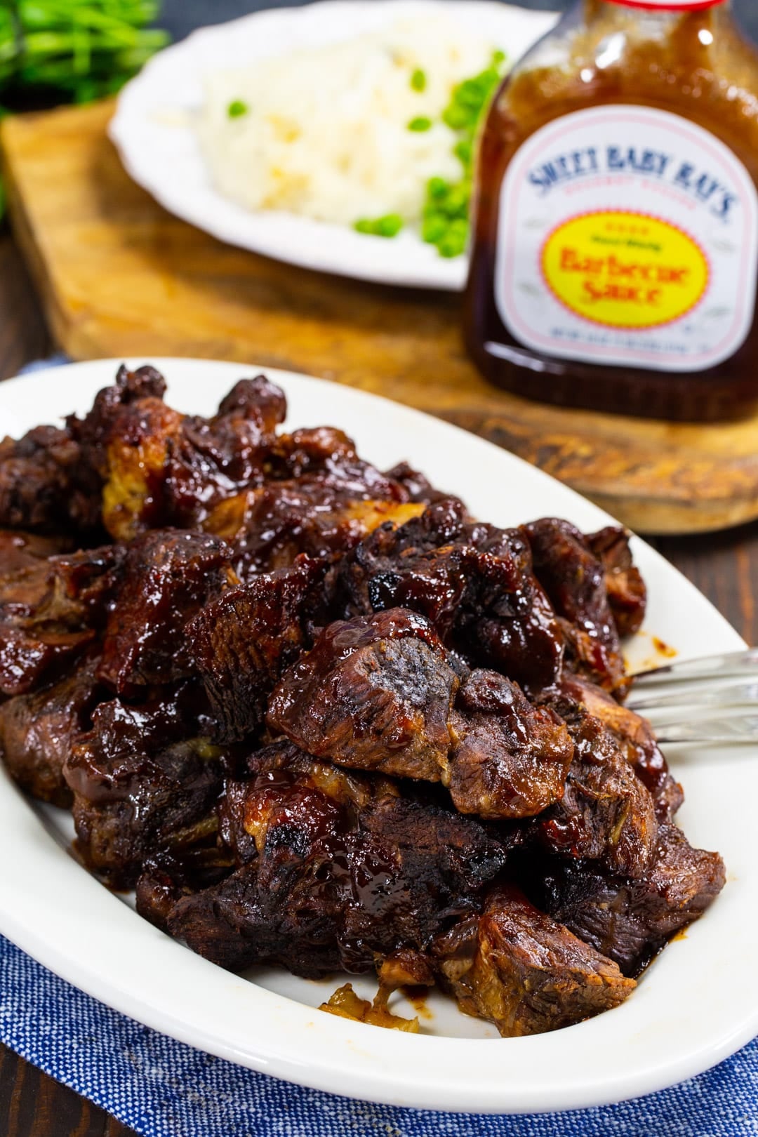 BBQ Crock Pot Roast on serving platter.
