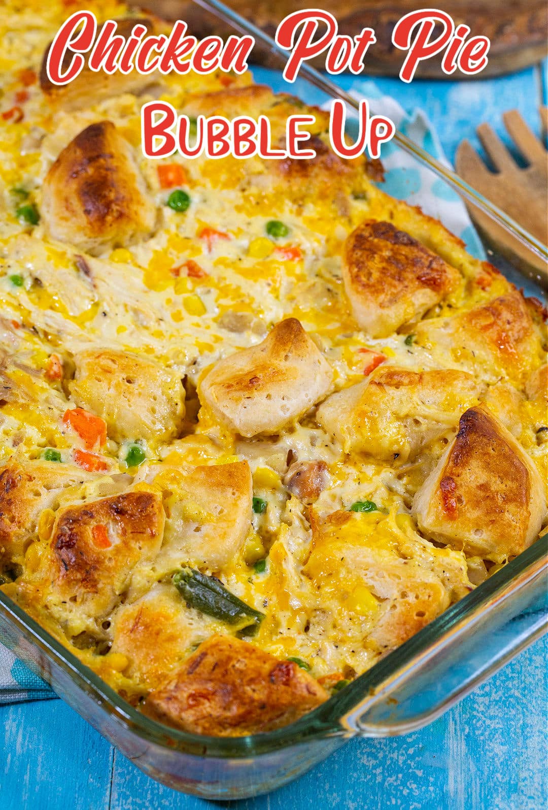 Chicken Pot Pie Bubble Up in baking dish.