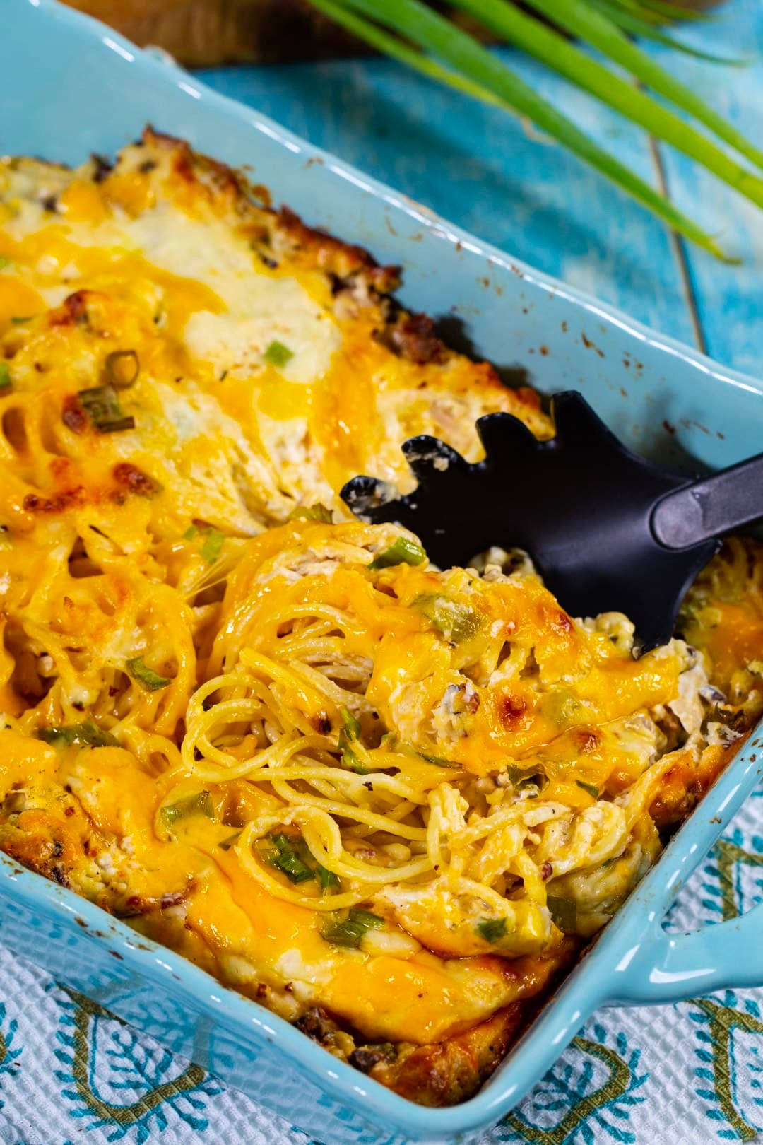 Crack Chicken Pasta in casserole dish.