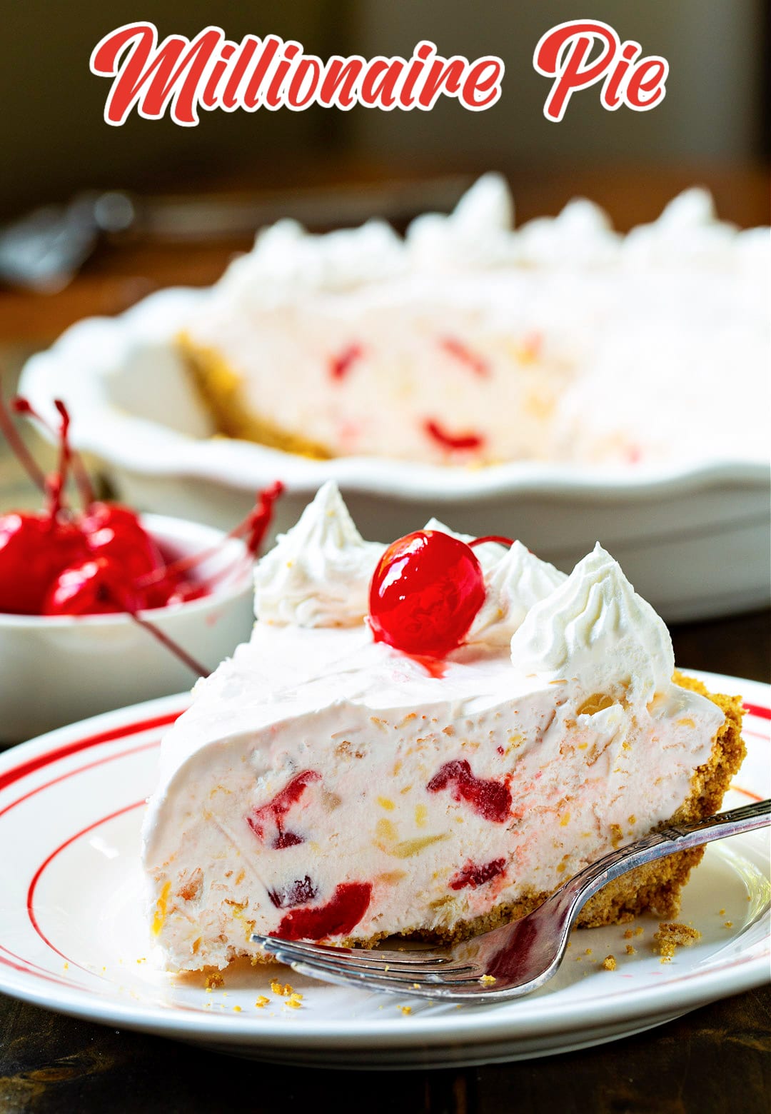 Slice of Retro Millionaire Pie on a plate.