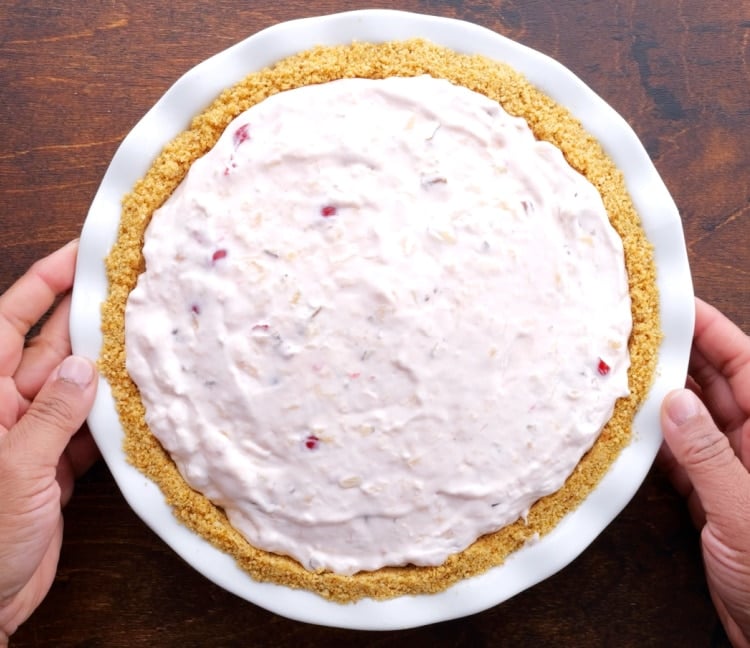 Filling in crust.