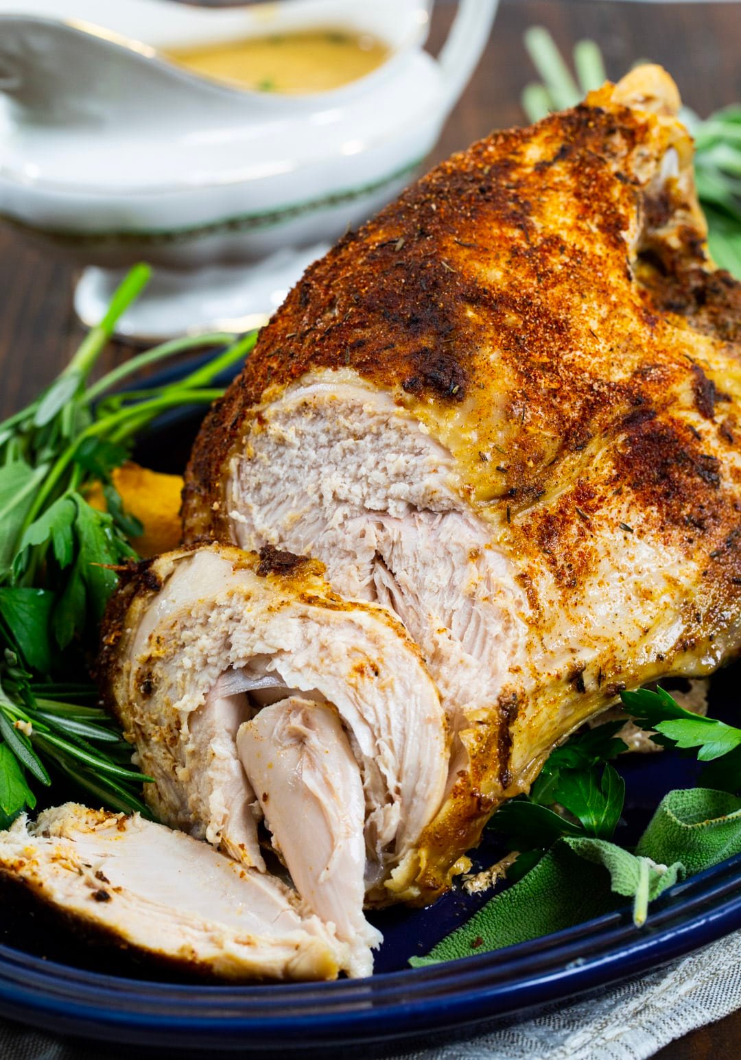Carved Slow Cooked Turkey Breast.