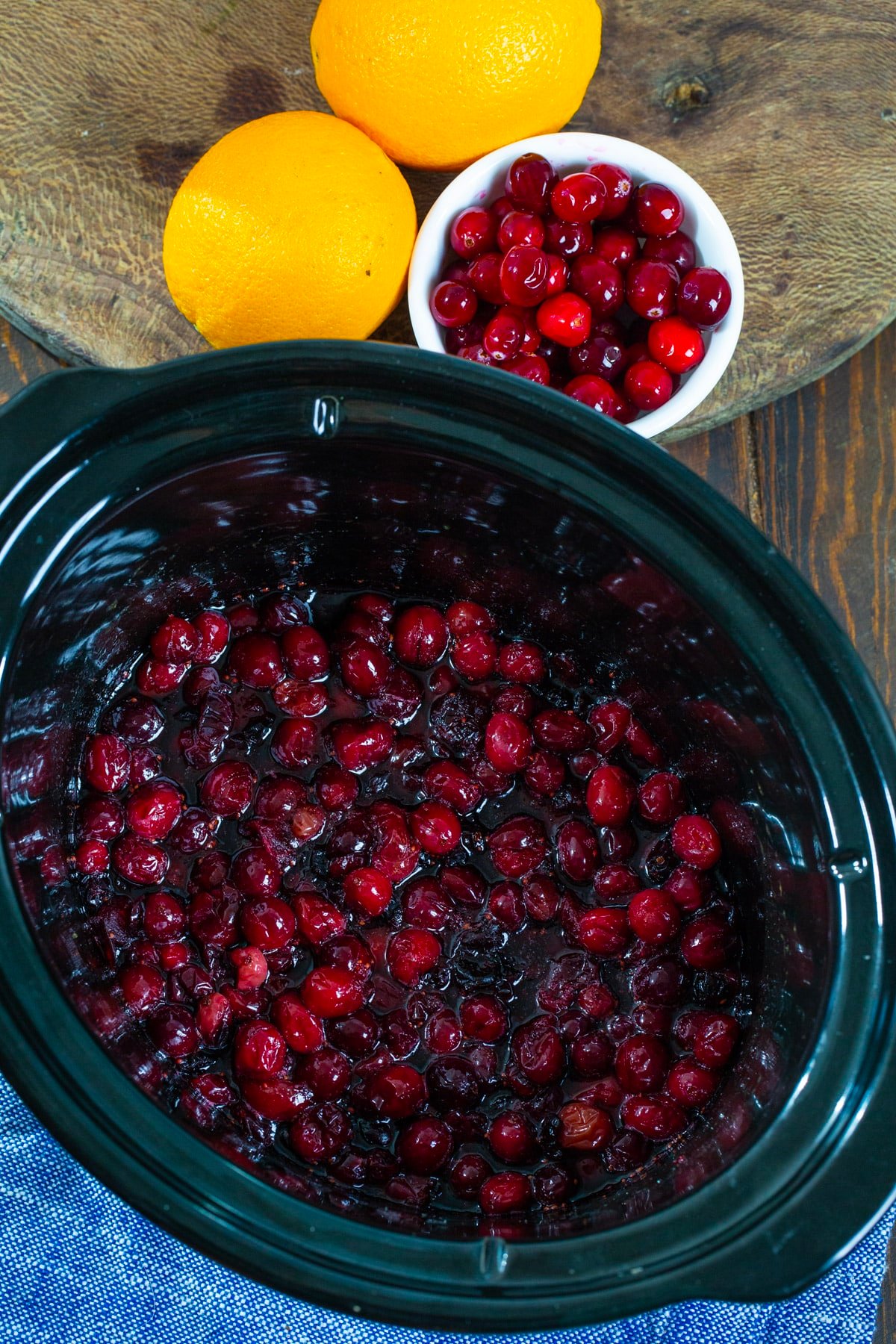 Cranberry Sauce in a slow cooker.