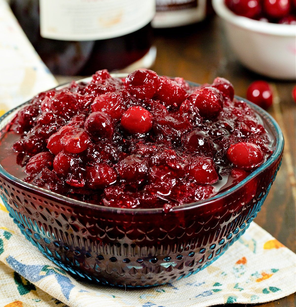 Boozy Cranberry Sauce in a serving bowl.