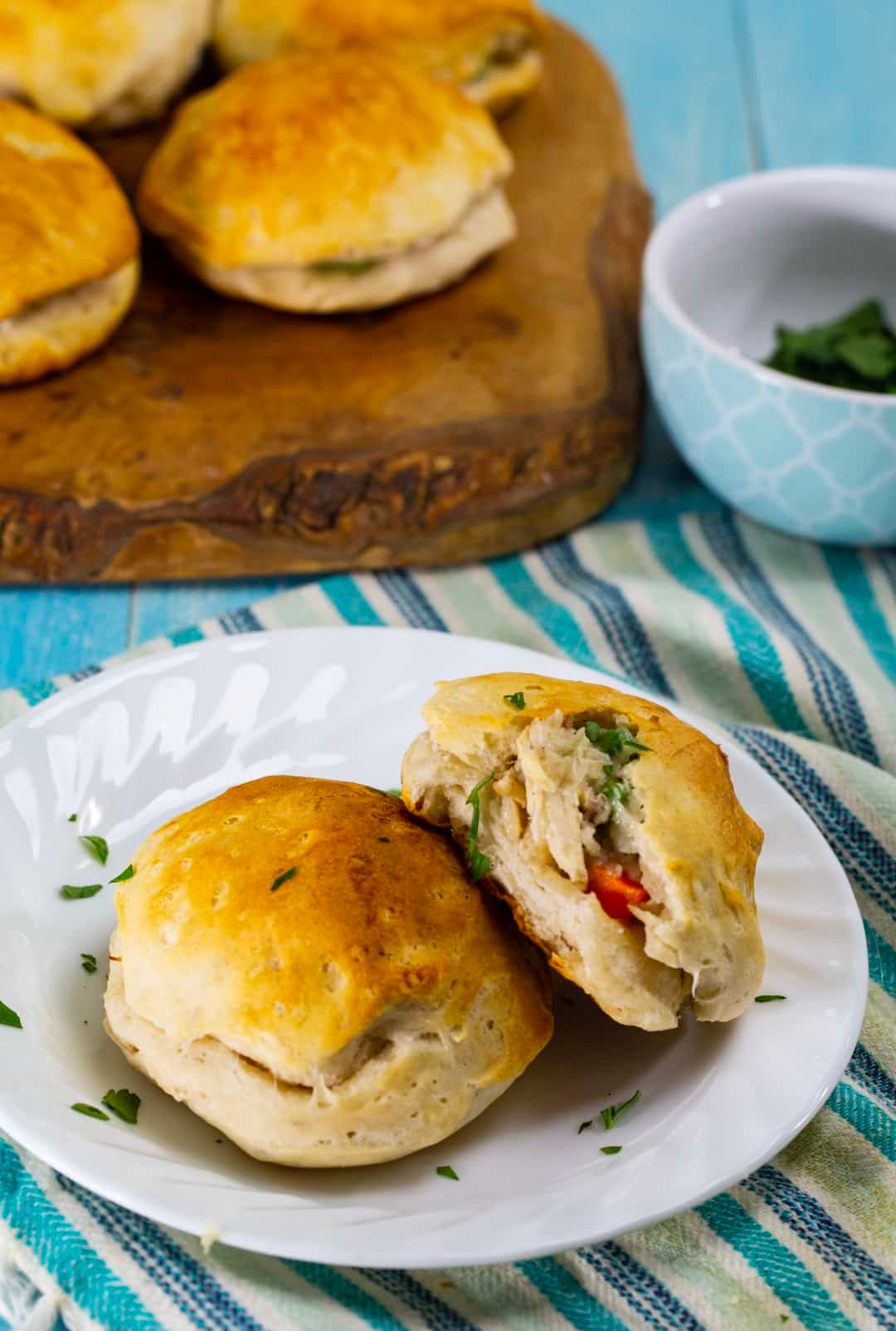 Pot Pie Biscits on a plate.