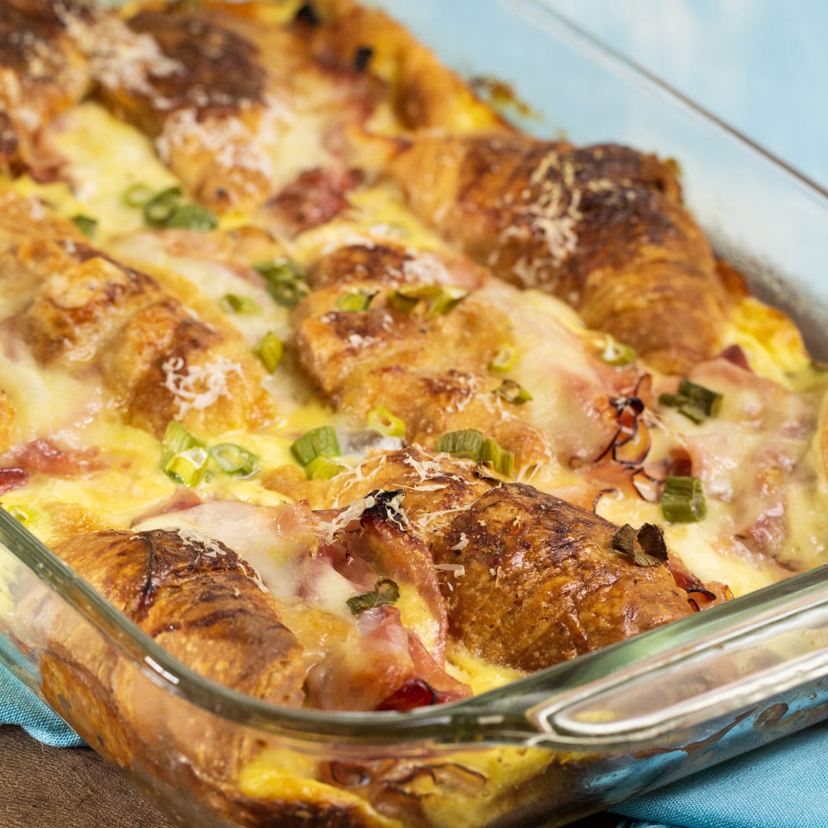 Stuffed Ham and Cheese Croissant Casserole-image