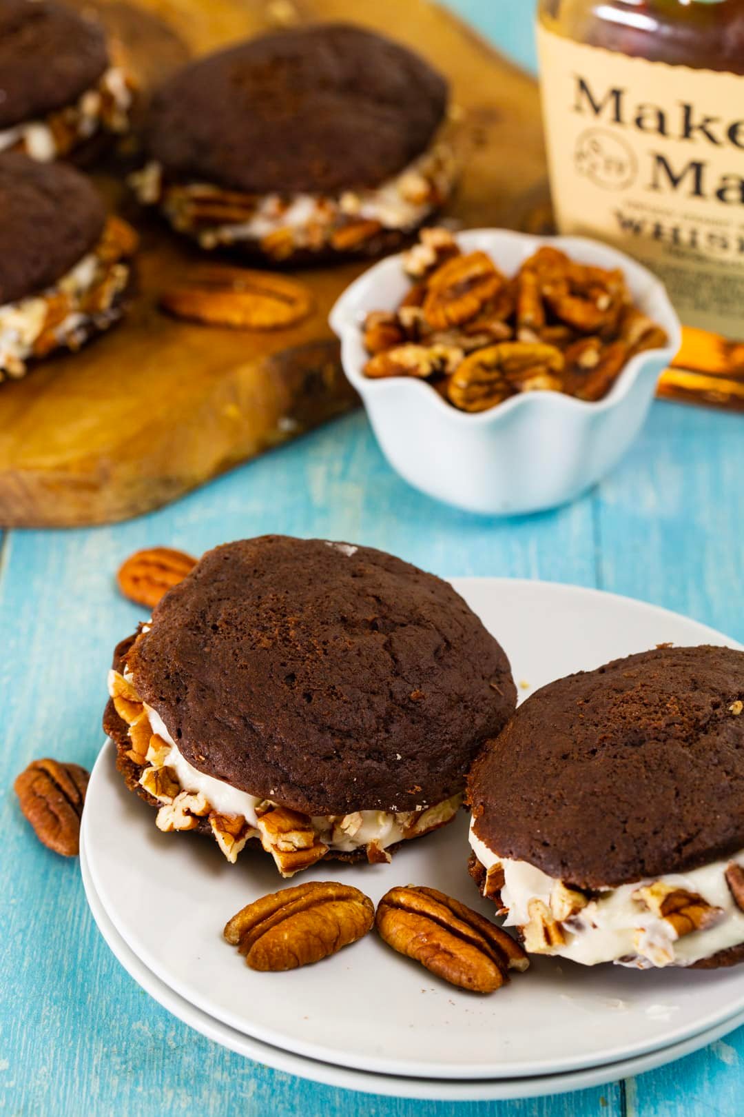 Whoopie Pies and bowl of pecans.