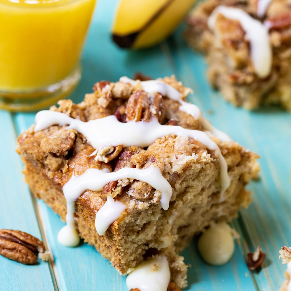 Sqaure of Bananas Foster Coffee Cake.