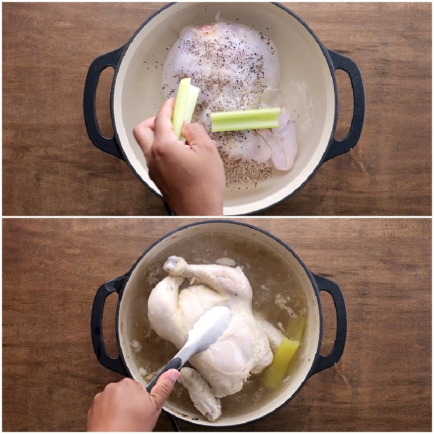 Cooking the whole chicken.