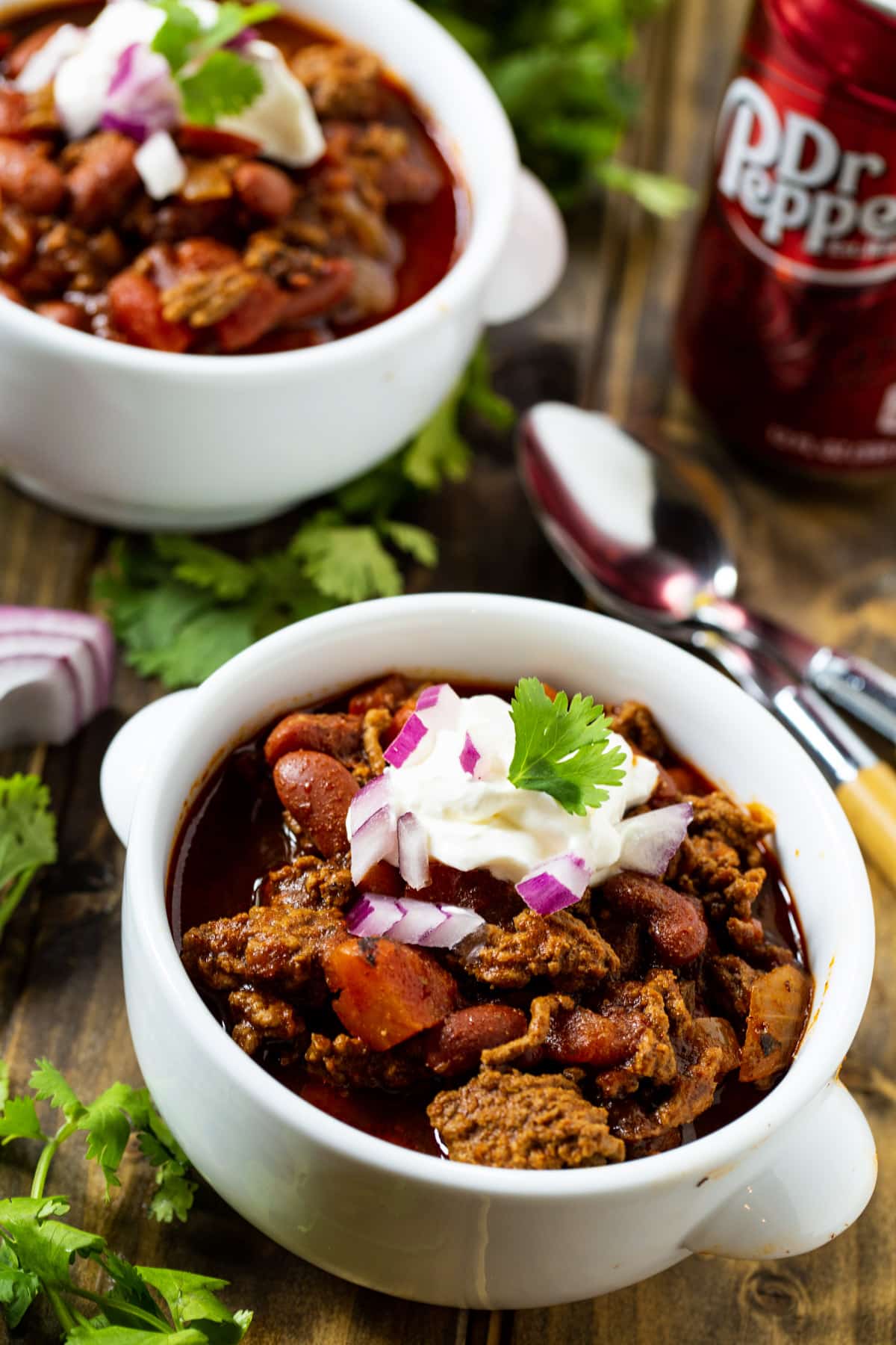 Chili in two bowls.
