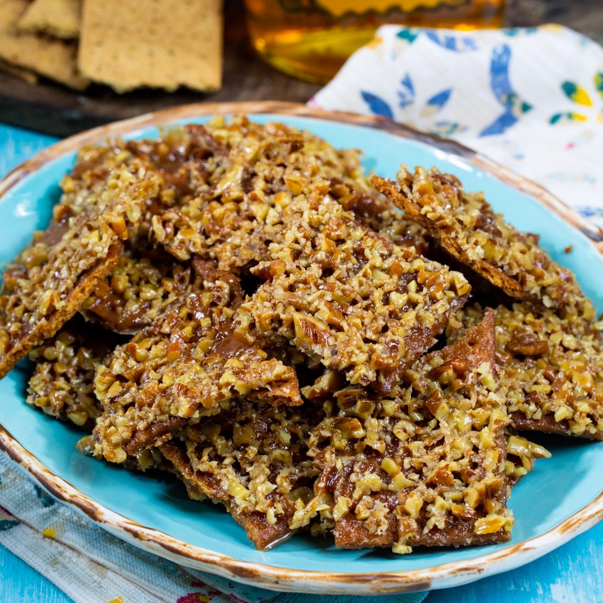 Fireball Graham Cracker Candy on a plate.