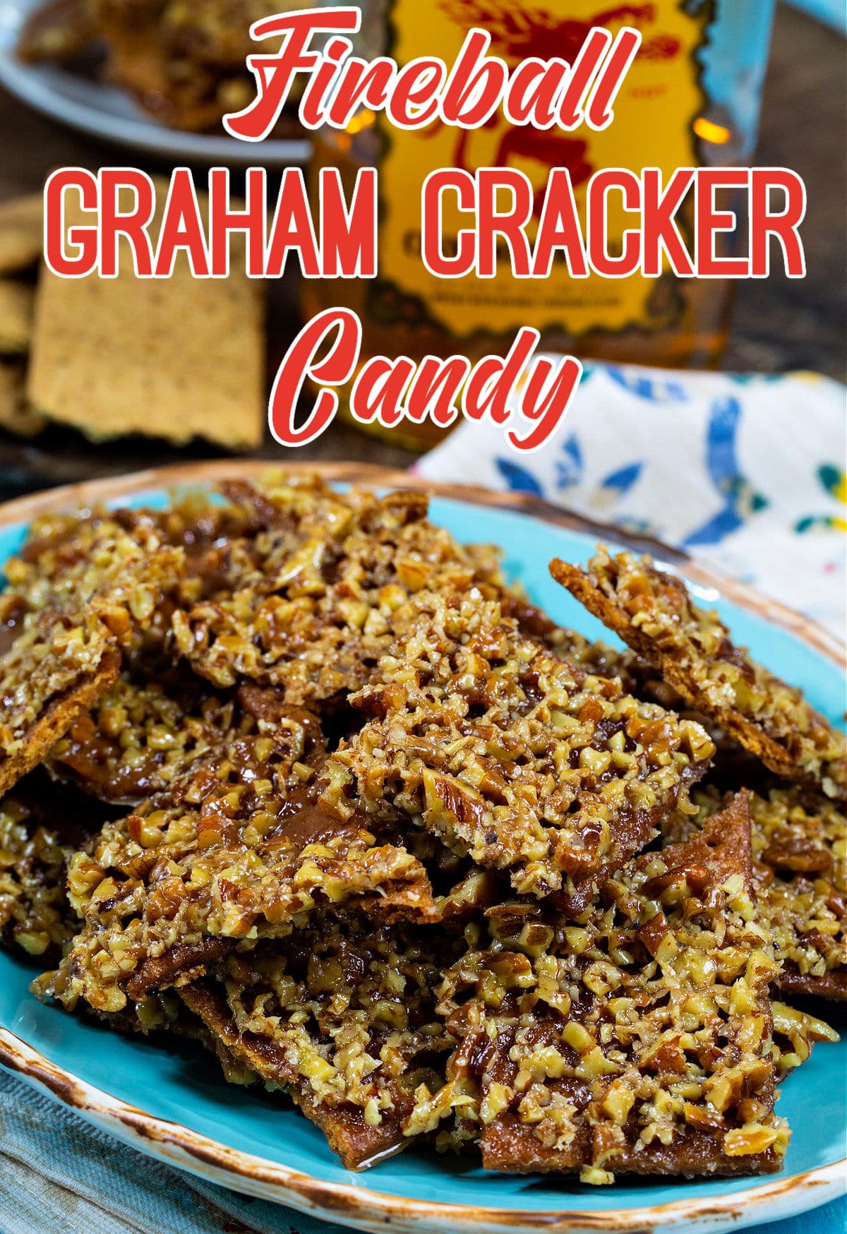 Fireball Graham Cracker Candy on a plate.