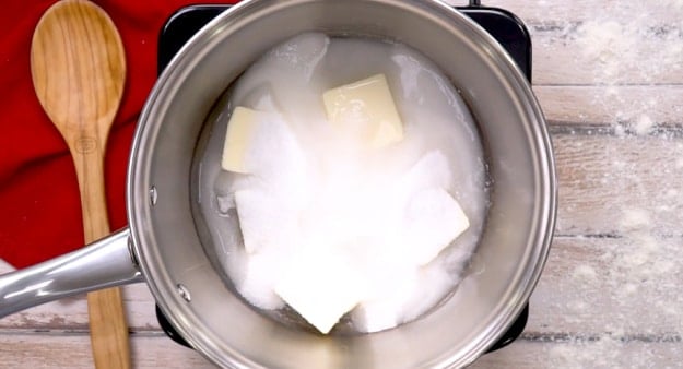 Glaze ingredients in pan.