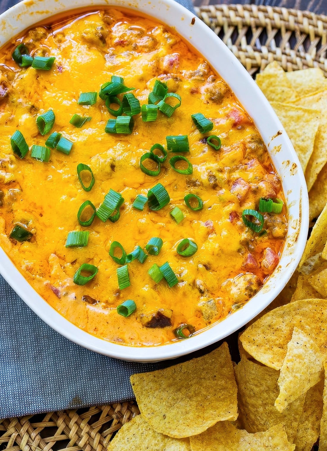 Sausage Cheese Dip in a baking dish.
