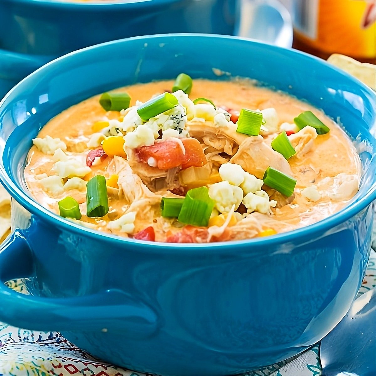 Crock Pot Buffalo Chicken Chili in a bowl.