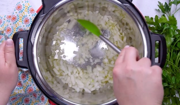 Cooking the onions.