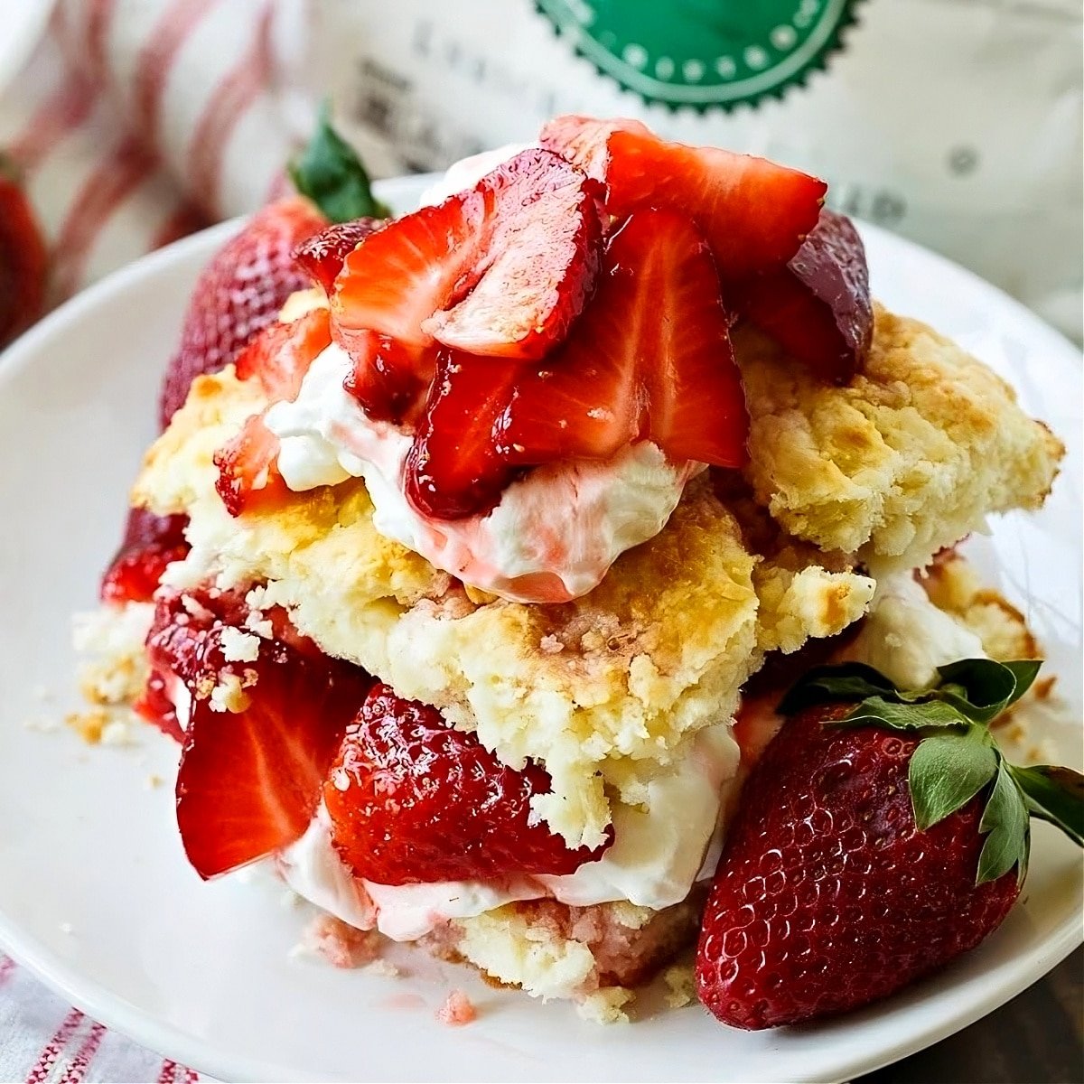 Strawberry Shortcake on a small plate.