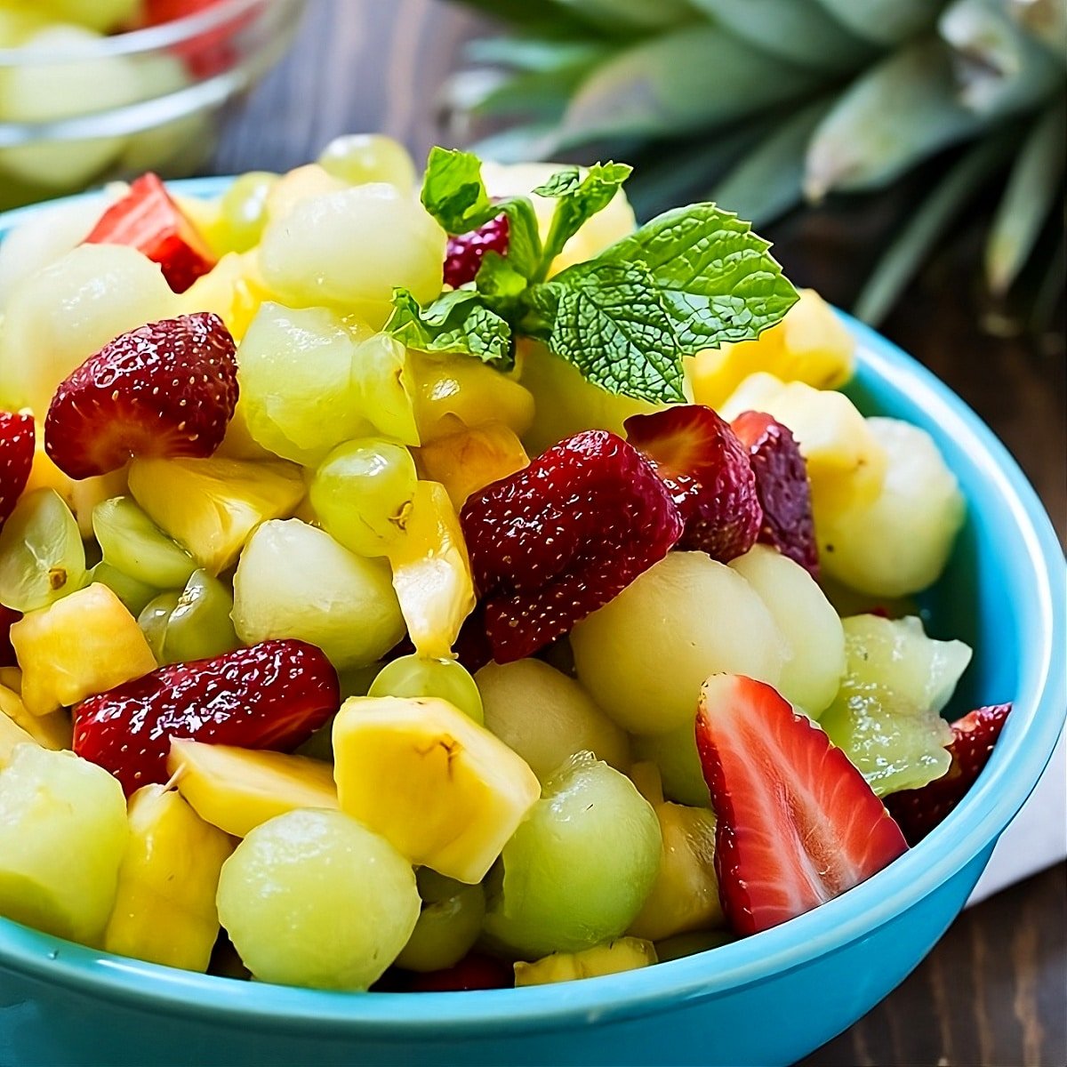 Amaretto Fruit Salad in a serving bowl.