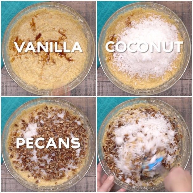 Mixing the batter together.