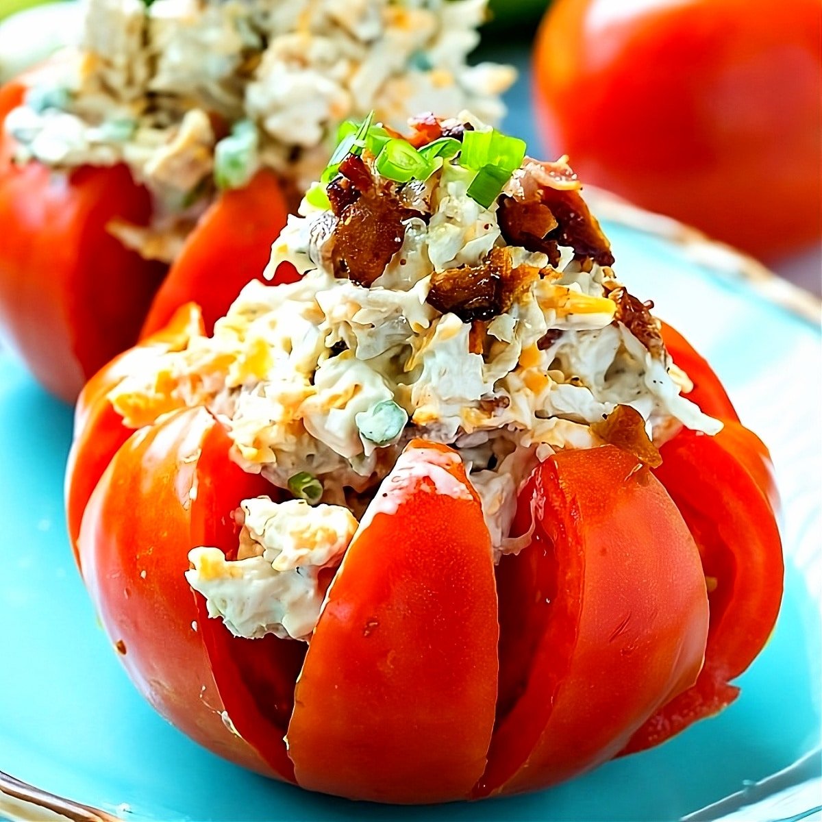 Chicken salad in a tomato.